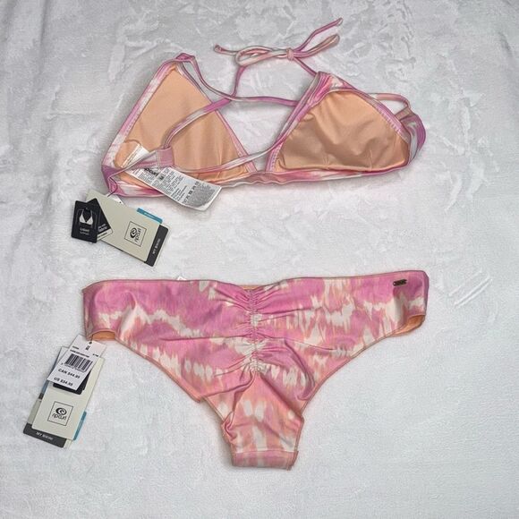 RIP CURL CLASSIC SURF ECO CROSSBACK TRI BIKINI TOP & CHEEKY BIKINI BOTTOM Medium - Picture 5 of 10